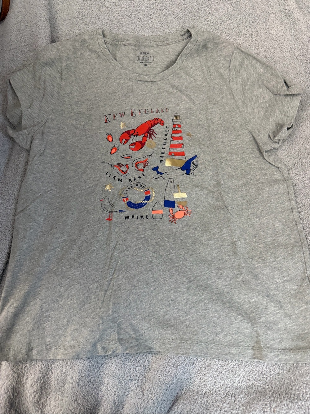 J.Crew xl collectors England Graphic Tee - Gray with Red & Blue Nautical
